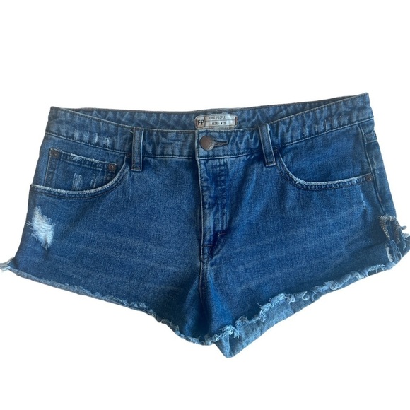 Free People Distressed Denim Shorts - Picture 2 of 4